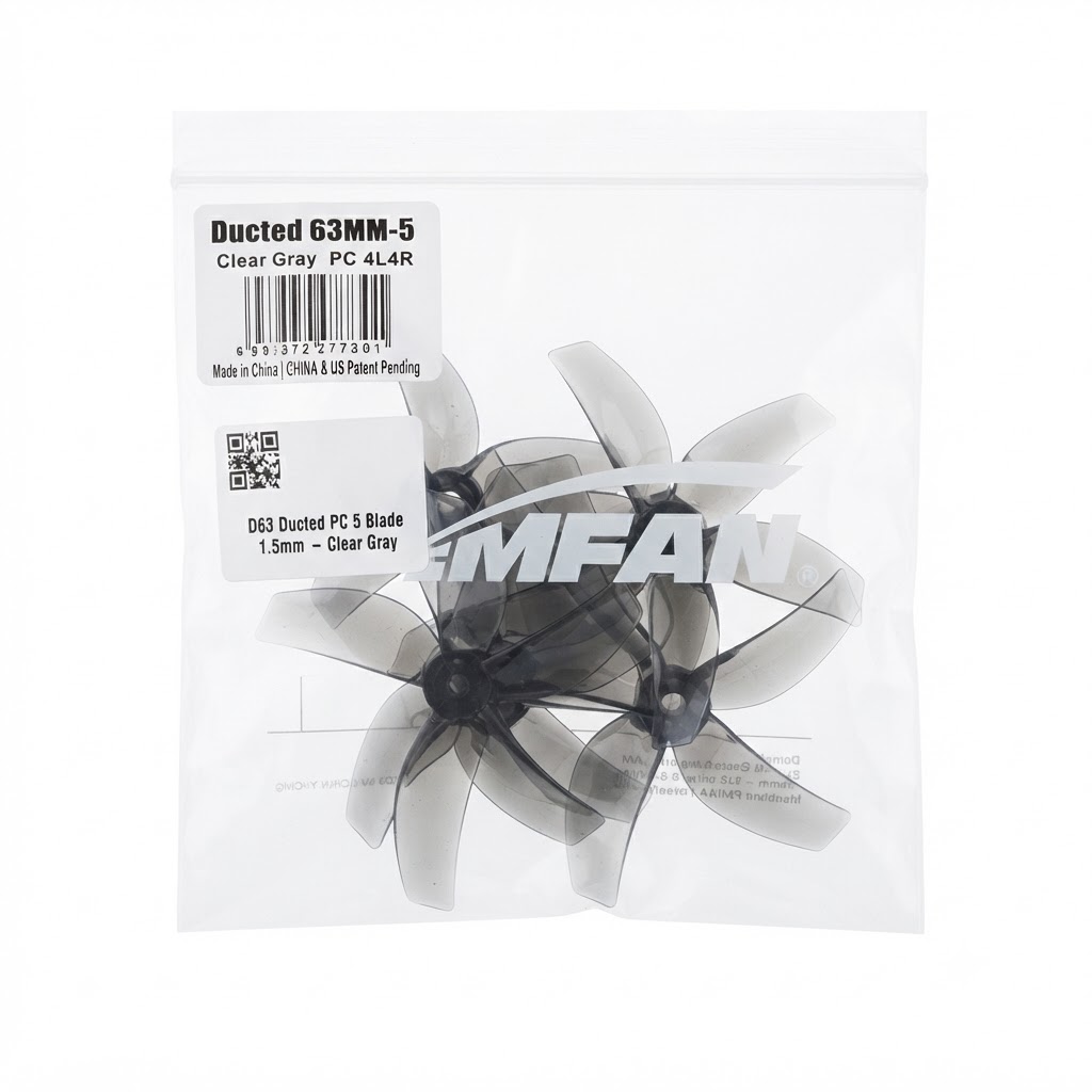 Gemfan D63 Ducted PC 5 Blade 1.5mm - Clear Gray (4 Pairs) - Image 3