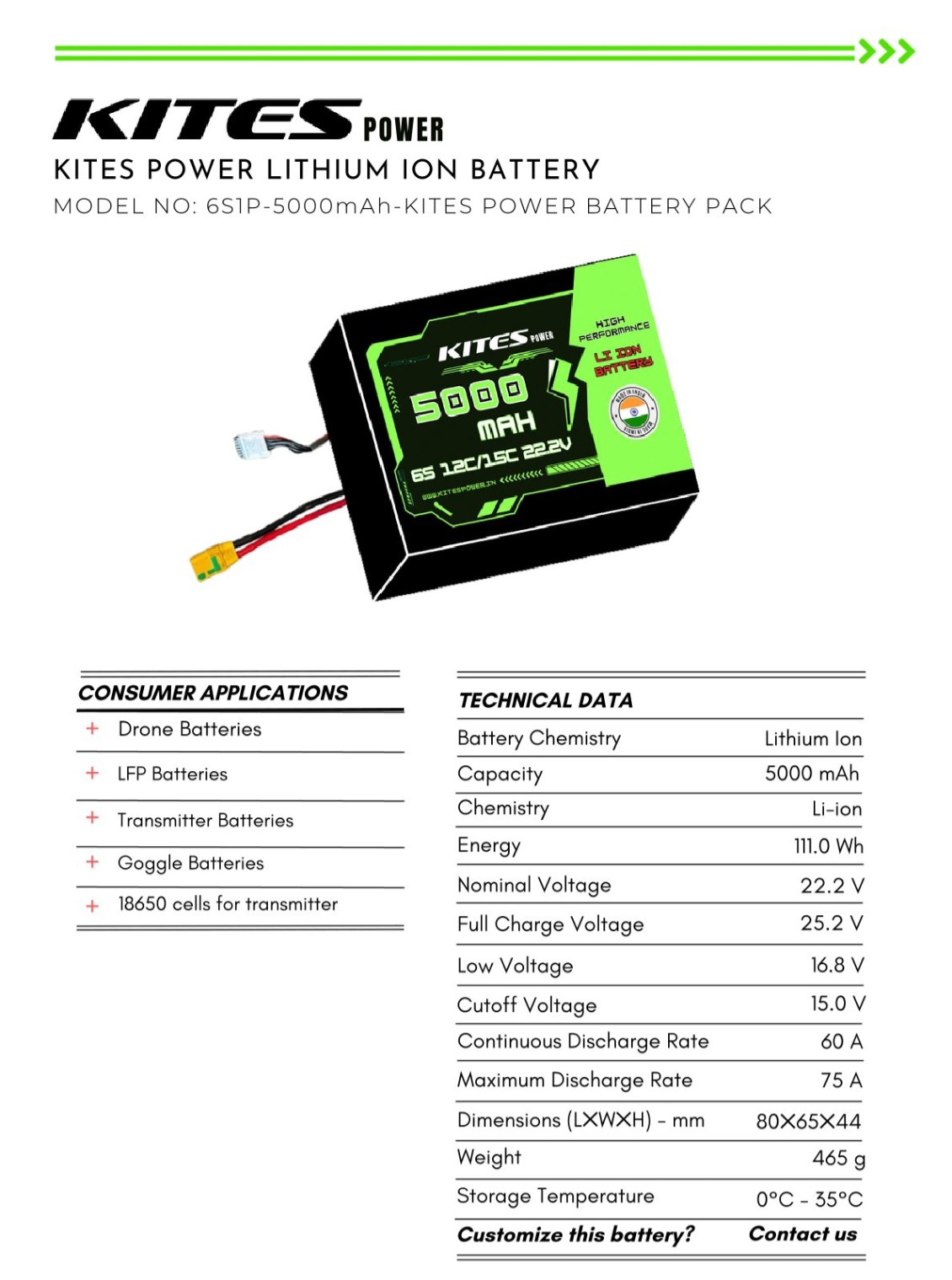 Li-Ion battery pack, 6S1P, 5000mAh(P50B)-Molicel - Image 4