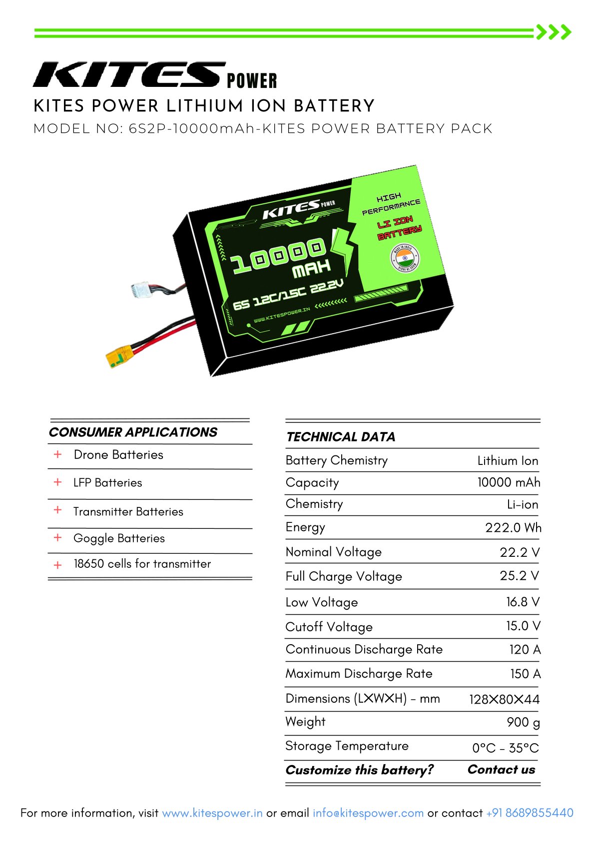 Li-Ion battery pack 6S2P, 10000 mAh(P50B)-Molicel - Image 4